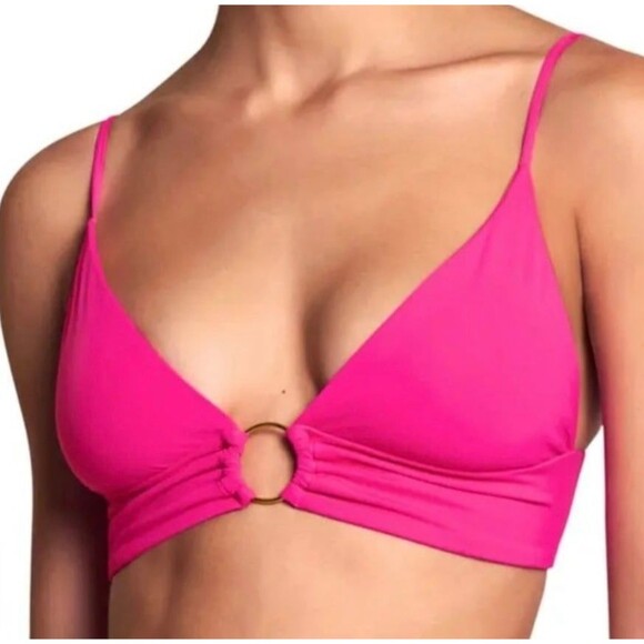 Maaji Dragon Fruit Shine Long Line Triangle Reversible Bikini Top Size M New - Picture 1 of 8